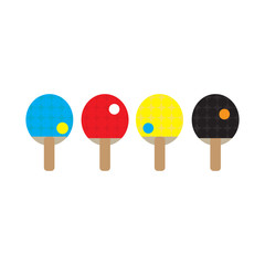 Ping Pong racket and ball. Sport design elements on a white background. Vector icon illustration