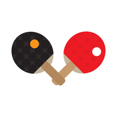 Ping Pong racket and ball. Sport design elements on a white background. Vector icon illustration