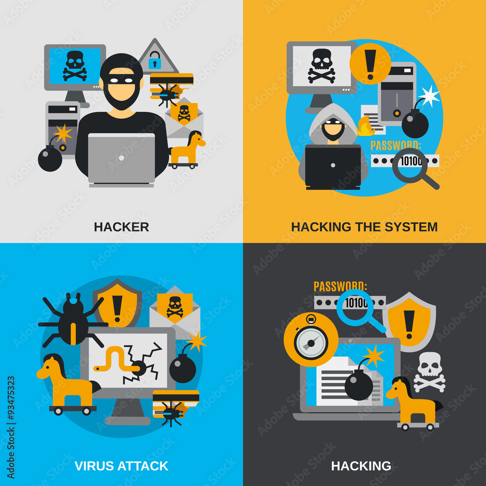 Wall mural hacker flat set