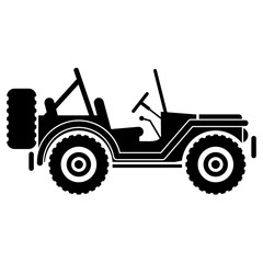 Icono plano jeep lateral - obrazy, fototapety, plakaty