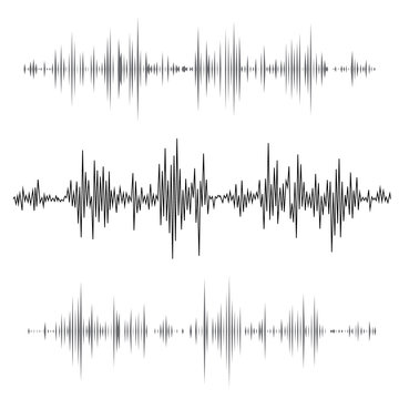 Vector music sound waves set. Audio sound equalizer technology, pulse musical. Vector illustration