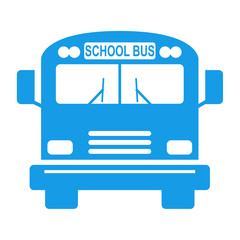 Icono plano school bus frontal azul