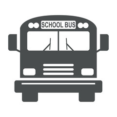Icono plano school bus frontal gris