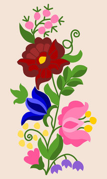 Traditional Hungarian embroidery pattern with flowers