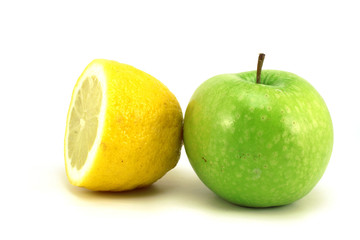 Half a lemon and apple