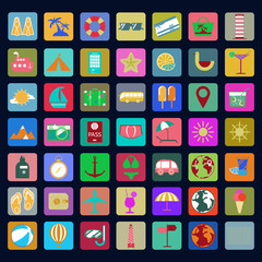 Summer holiday icon set