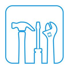 Icono plano herramientas aplicacion silueta azul #1
