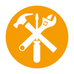 Icono plano herramientas redondo naranja #2