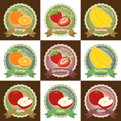Set of various fresh fruits premium quality tag label badge sticker and logo design