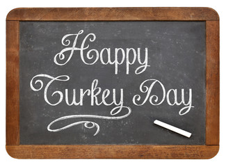 Obraz premium Happy Turkey Day on blackboard