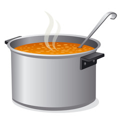 hot soup in pan