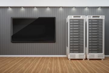 Fototapeta premium 2 Webserver und Display vor einer Wand