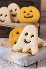 Ghost and pumpkin cookies for Halloween