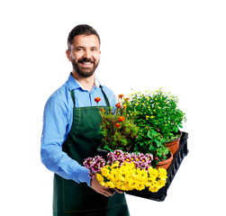 Young handsome gardener