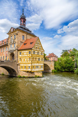 Fototapeta premium Bamberg, Germany. Old Town Hall (1461), half-timbered 