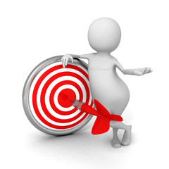 White 3d Person With Darts Board And Arrows