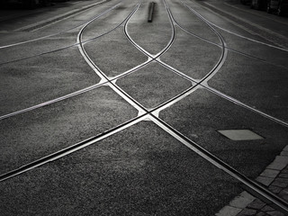 rail crossing of tramway - Powered by Adobe