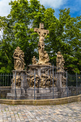 Fototapeta premium Bamberg. Crucifixion - a sculptural group on the upper bridge, 1715
