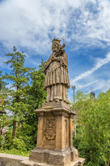 Obraz premium Bamberg, Germany. Statue of St. John of Nepomuk on the Upper Bridge