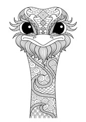 Naklejki  Hand drawn ostrich zentangle style for coloring page,t shirt design effect,logo tattoo and so on.