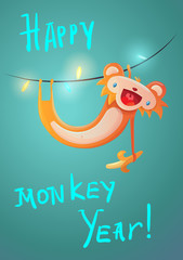  New Year symbol Monkey. 2016. 