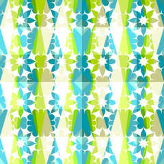 Abstract seamless pattern with floral and geometric elements