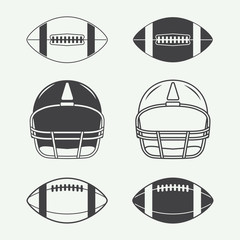 Set of vintage rugby and american football labels, emblems, logo © AkimD