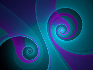Abstract digitally generated image with spirals