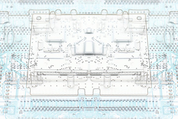 Microelectronics, white background chips concept