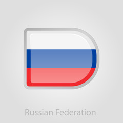 Russian flag button, vector illustration