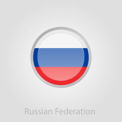 Russian flag button, vector illustration