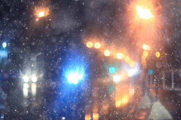 Obraz premium niewyraźne tło nocne światła miasta migające krople
