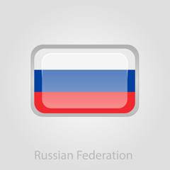 Russian flag button, vector illustration