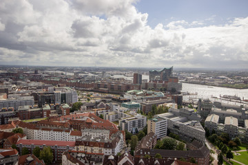 Panoramablick über Hamburg vom Kirchturm St. Michaelis