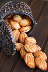  Madeleine cookies in a box.Selective focus.
