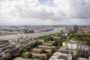 Panoramablick über Hamburg vom Kirchturm St. Michaelis
