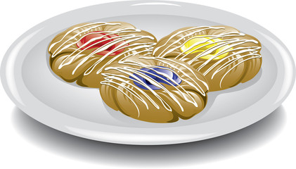 Illustration of assorted breakfast pastries..