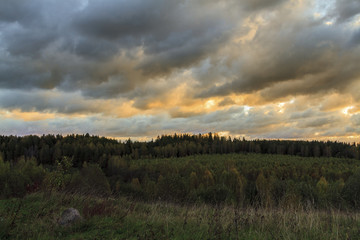 beautiful sunrise in the countryside.