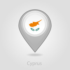 Cyprus flag pin map icon, vector illustration