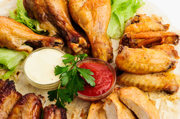 roasted meat with vegetables and potato