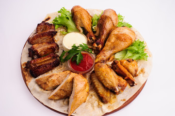 roasted meat with vegetables and potato