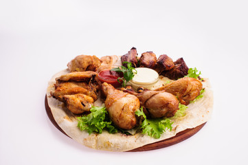 roasted meat with vegetables and potato