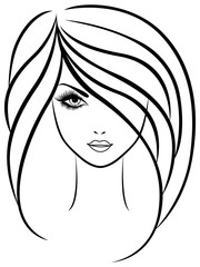 Abstract outline portrait of beautiful girl