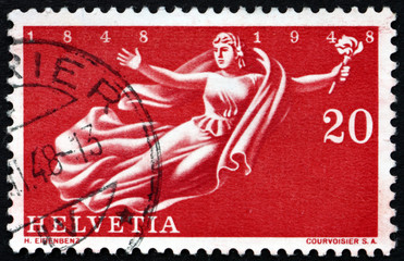 Postage stamp Switzerland 1948 Helvetia, Allegory