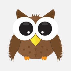 baby owl with glass cartoon character icon isolated background . animal cute logo element - 93488358