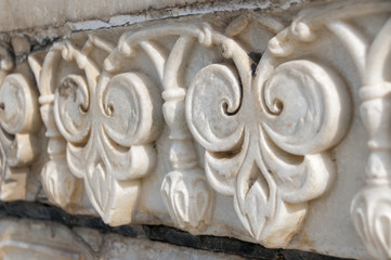 Flower relief on marble