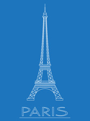 Fototapeta na wymiar World landmarks. Paris. France. Eiffel tower. Graphic template. Logos and badges. Linear design. Vector illustration