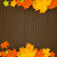 Autumn leaf on a wooden background vector