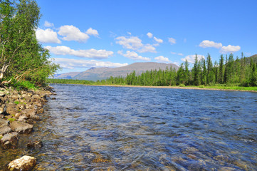 Pebble river Nakta on the Putorana plateau.