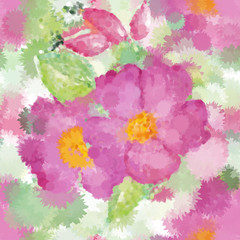 Vector Floral Watercolor organic seamless pattern